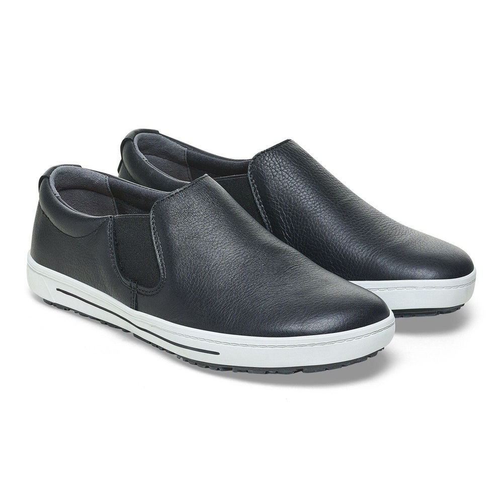Birkenstock QO 400 Black Leather Slip-On Sneakers - Picture 1 of 13